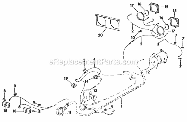 Electric Lighting Attachment Diagram and Parts List for 128 2050045U, 2050217U, 2050218U Cub Cadet Lawn Tractor